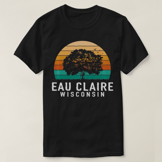 Camiseta Eau Claire Vintage Sunset Wisconsin Souvenir (Frente do Design)