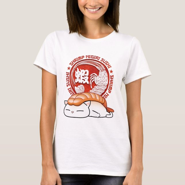 Camiseta Ebi Shrimp Sushi Cat (Frente)