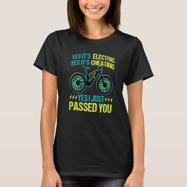 Camiseta EBike Retro Bicicleta MTB Ciclo Ciclo E Bicicleta  (Frente)