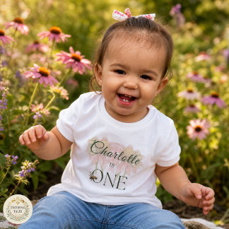Camiseta Echinacea em Aquarela & Abelha no 1º Aniversário