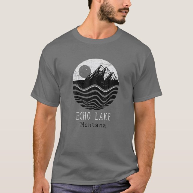 Camiseta Echo Lake Vintage Mounts Hiking Camping Montana (Frente)