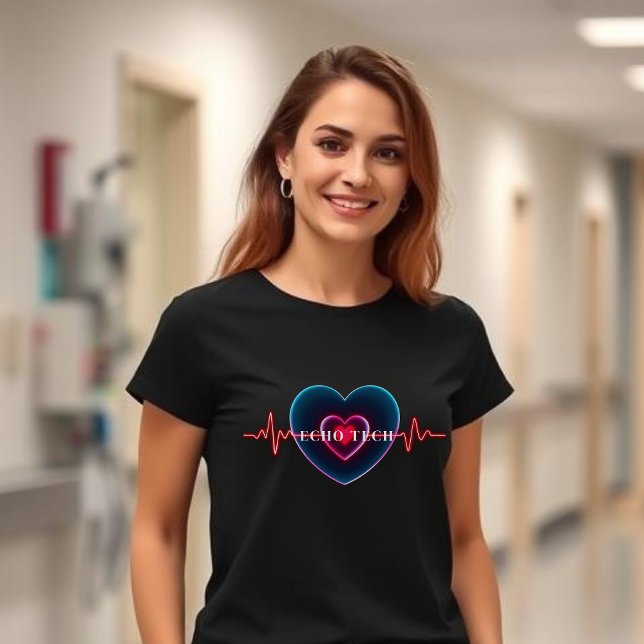 Camiseta Echo Tech | Batimento cardíaco | Coração com EKG (Echo Tech | Heartbeat | Heart with EKG T-Shirt)