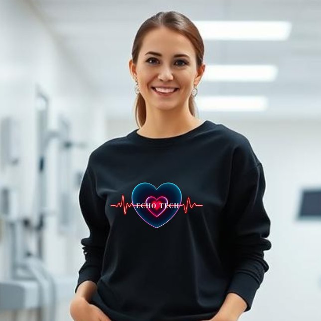 Camiseta Echo Tech | Batimento cardíaco | Coração com EKG (Echo Tech | Heartbeat | Heart with EKG sweatshirt
)