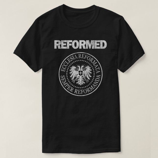 Camiseta Eclésia reformada Reformata de Semper Reformanda (Frente do Design)