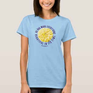 Camiseta Eclesiastes 3:11 Flor de Zínia Amarela Floral