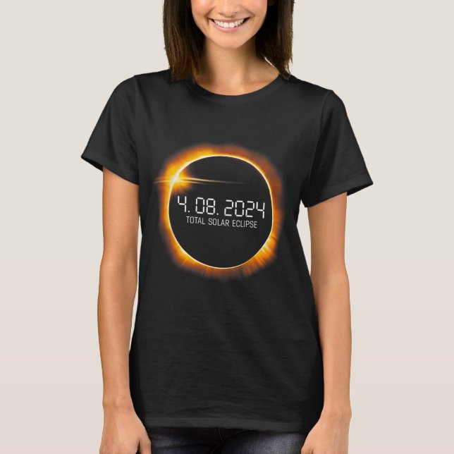 Camiseta Eclipse 2024 Abril 2008 Totalidade Mens Mulheres C (Frente)