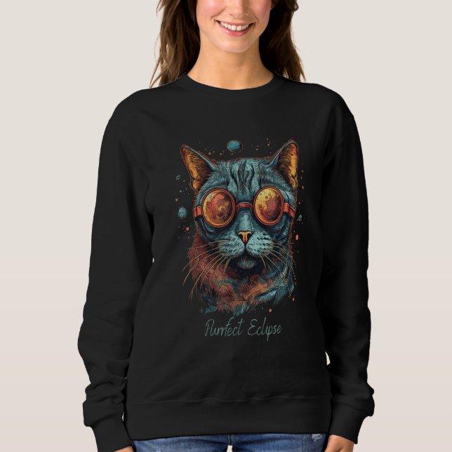 Camiseta Eclipse 2024 Design Purrfect Eclipse Cat (Frente)