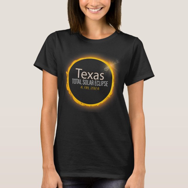 Camiseta Eclipse 2024 Shirt Total Solar Eclipse State Texas (Frente)