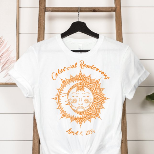 Camiseta Eclipse de Encontro Celestial Personalizado (Women's solar eclipse t-shirt
)