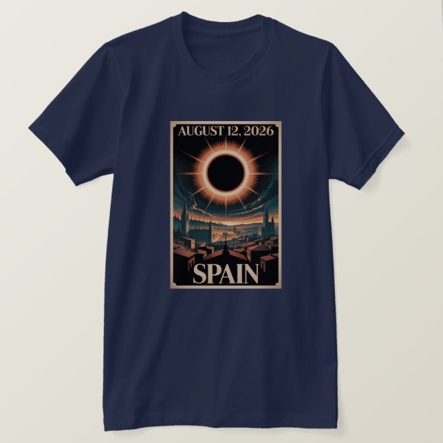 Camiseta Eclipse Do Século Ago 2,2027 Espanha Histórico  (Frente do Design)