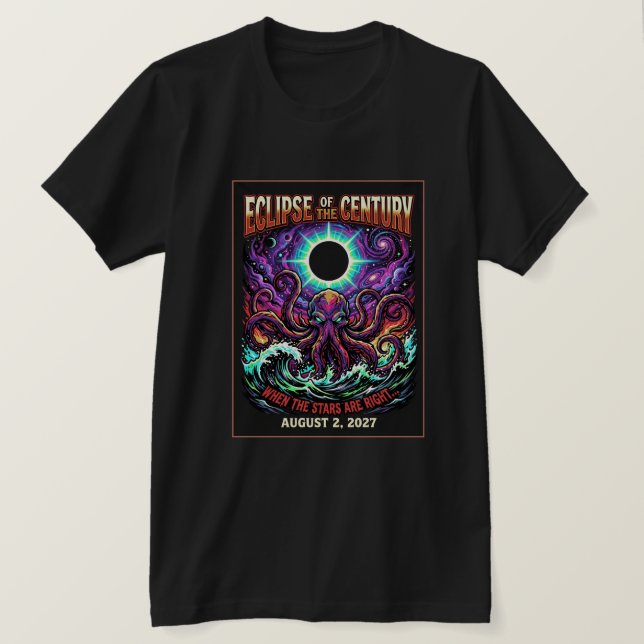 Camiseta Eclipse Do Século Cthulhu Lovecraft (Frente do Design)