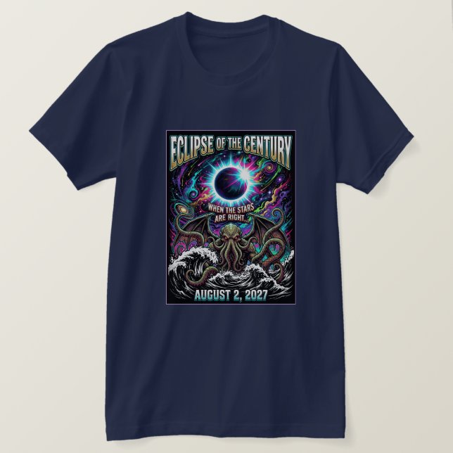 Camiseta Eclipse Do Século Cthulhu Lovecraft (Frente do Design)