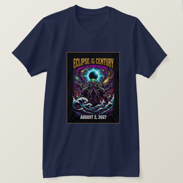 Camiseta Eclipse Do Século Cthulhu Lovecraft Eldritch (Frente do Design)