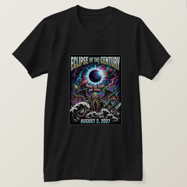 Camiseta Eclipse Do Século Cthulhu Lovecraft Eldritch (Frente do Design)