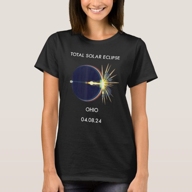 Camiseta Eclipse Flare 04 08 24 Total de Eclipse Solar Ohio (Frente)