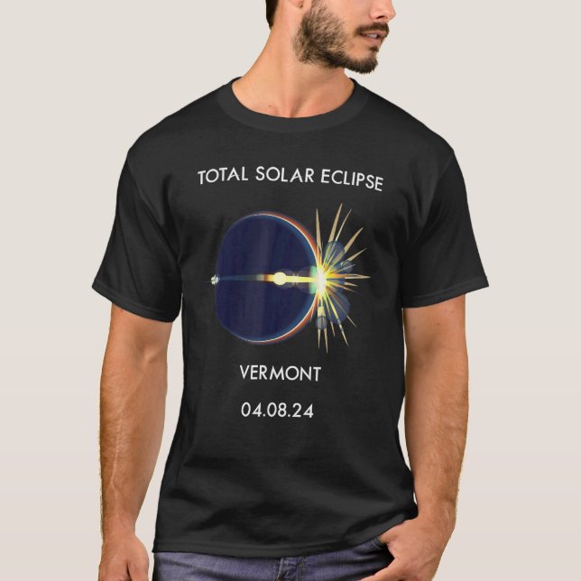 Camiseta Eclipse Flare 04 08 24 Total Solar Eclipse Vermont (Frente)