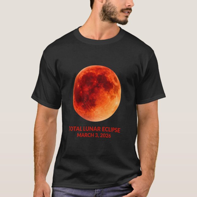 Camiseta Eclipse Lunar Total 2026 Lua Vermelha 3 Março Ec (Frente)