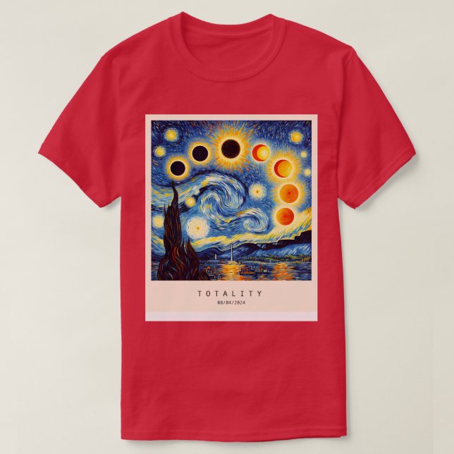 Camiseta Eclipse no estilo Van Gogh (Frente do Design)