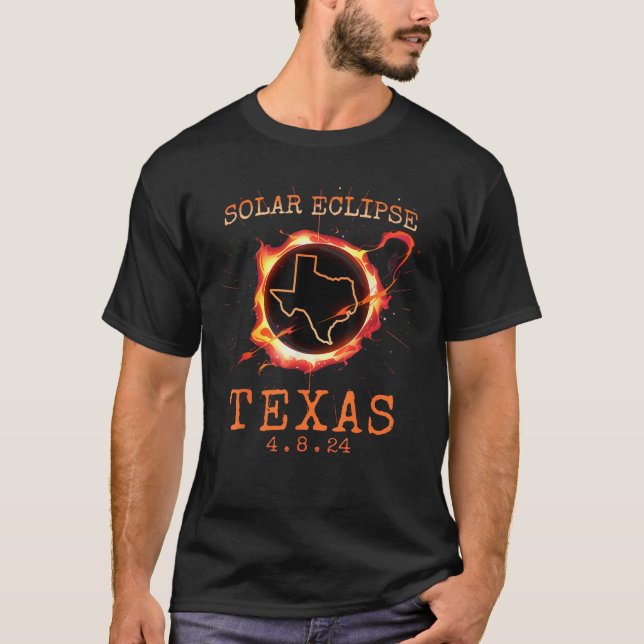 Camiseta Eclipse Solar 2024 Texas EUA Estado Caminho Totali (Frente)