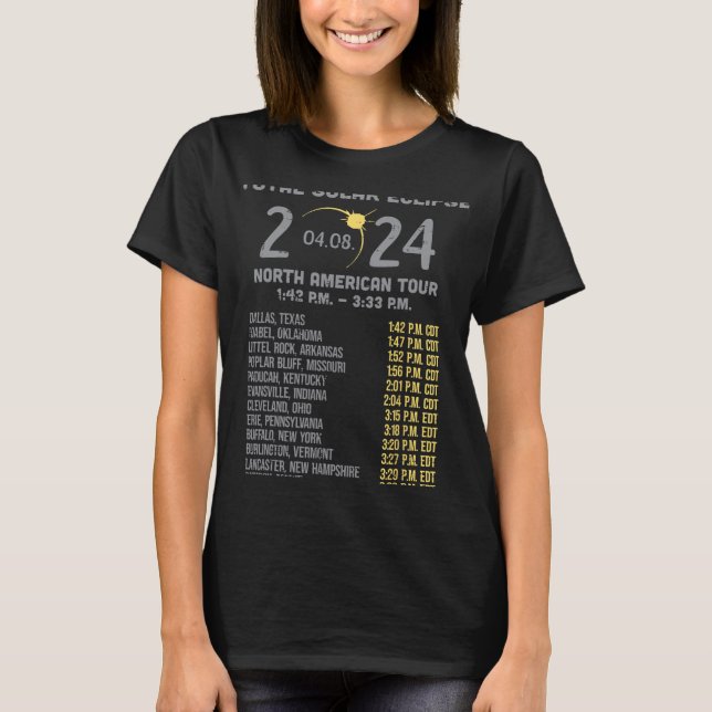Camiseta Eclipse Solar 2024 Totalidade abril 8 Homens Mulhe (Frente)