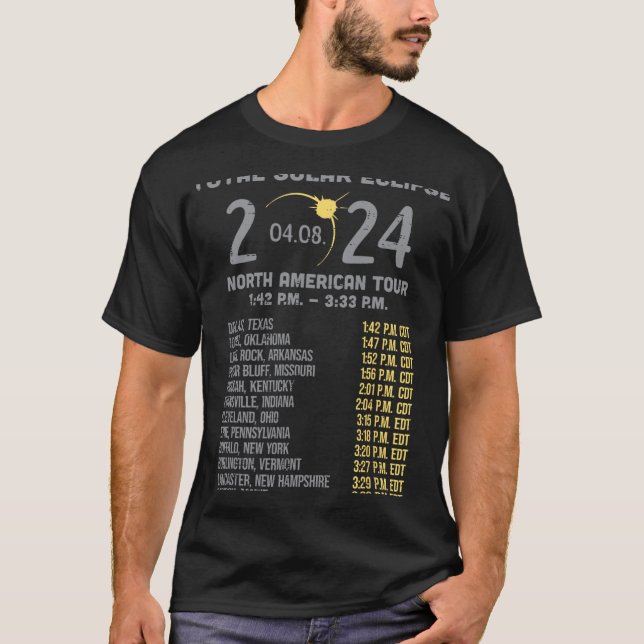 Camiseta Eclipse Solar 2024 Totalidade abril 8 Homens Mulhe (Frente)