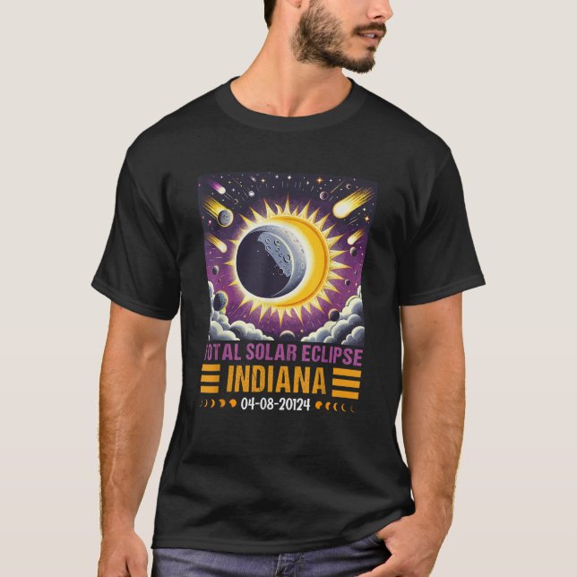 Camiseta Eclipse Solar 2024 Totalidade Americana Estado Ind (Frente)