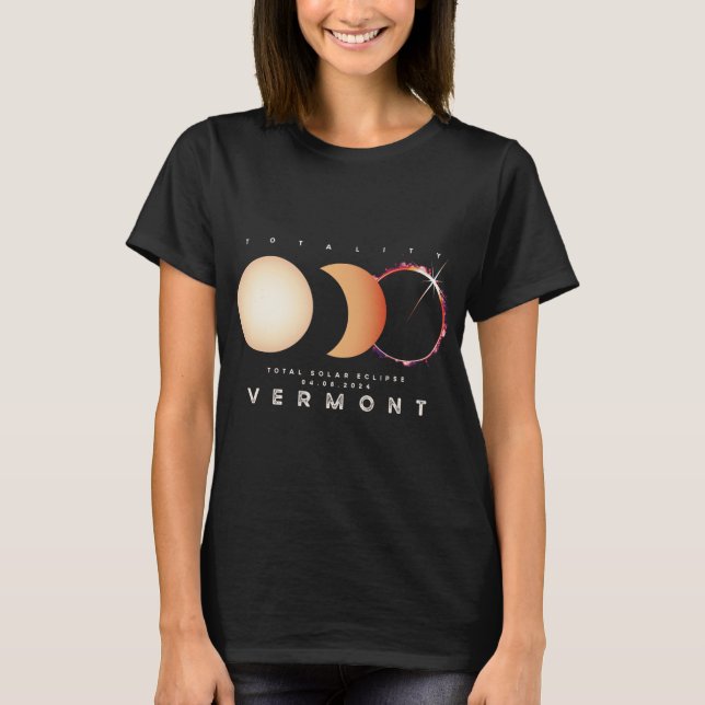 Camiseta Eclipse Solar 2024 Vermont Astronomia Total Eclips (Frente)