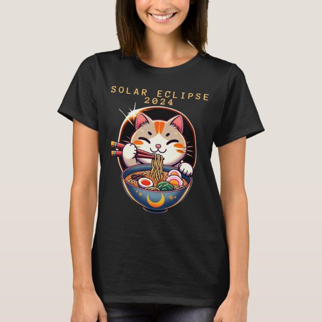 Camiseta Eclipse Solar 8 de Abril de 2024 Astronomia Gato K (Frente)