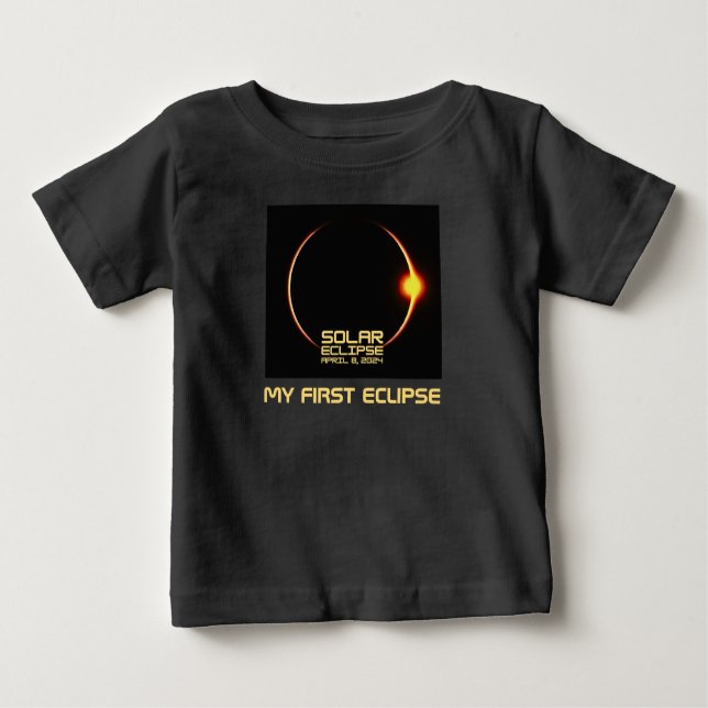 Camiseta Eclipse Solar 8 de abril de 2024 Meu Primeiro Ecli (Frente)