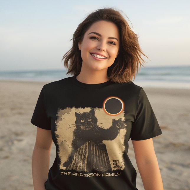 Camiseta Eclipse Solar Anular Engraçado Gato 2 de Outubro d (Criador carregado)