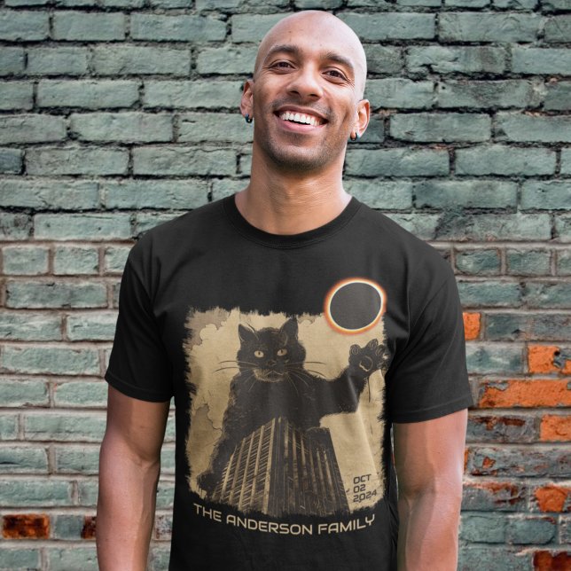 Camiseta Eclipse Solar Anular Engraçado Gato 2 de Outubro d (Criador carregado)
