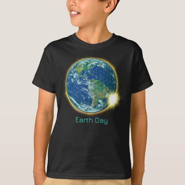 Camiseta Eclipse Solar do Dia da Terra 2024 geometria sagra (Frente)