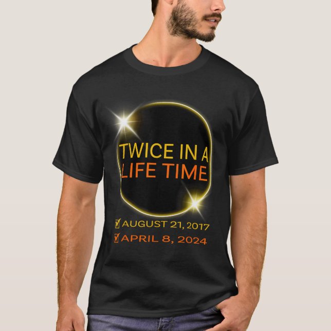 Camiseta Eclipse Solar Fofo Duas Vezes na Vida Abril (Frente)