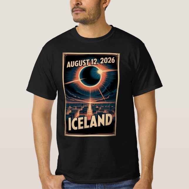 Camiseta Eclipse Solar Islândia 2026 Grupo Reykjav (Frente)