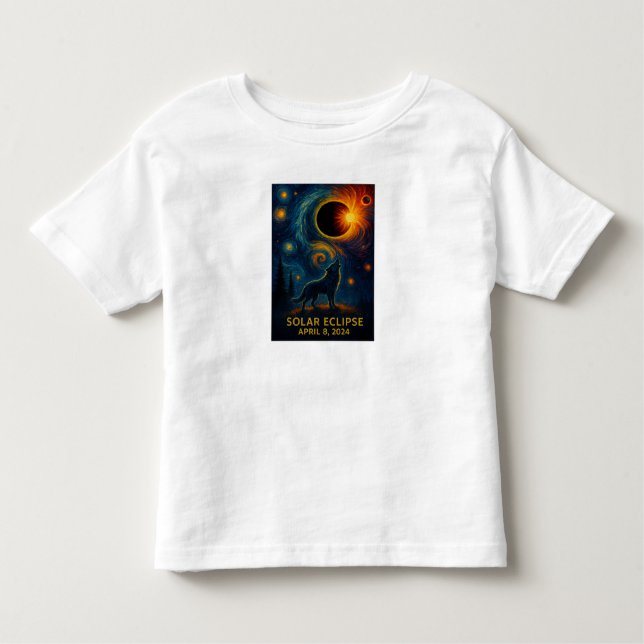 Camiseta Eclipse Solar Lobo Noite Estrelada Deserto (Frente)