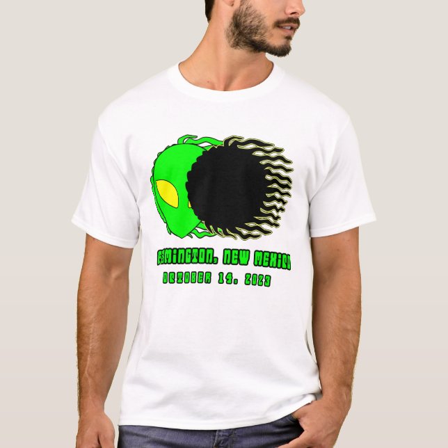 Camiseta ECLIPSE SOLAR OUTUBRO 2023 Farmington com Alien (Frente)