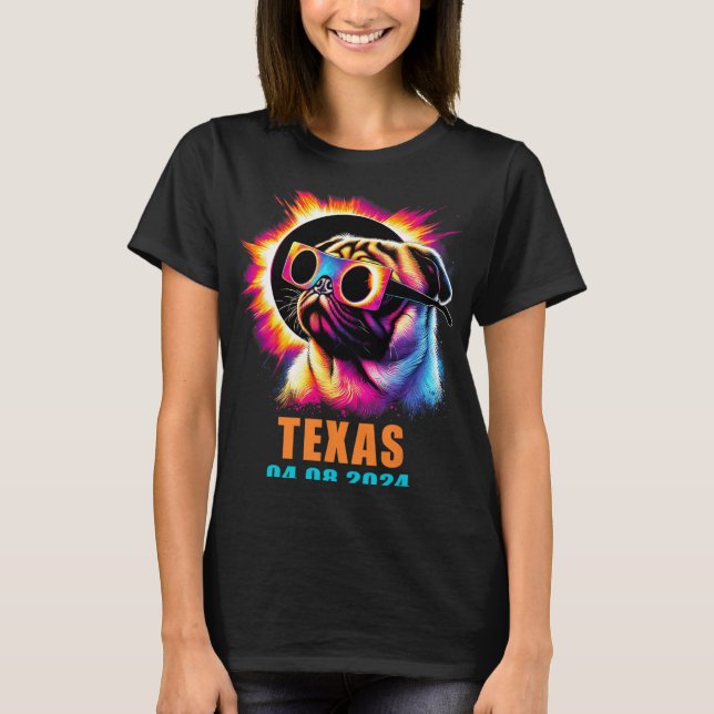 Camiseta Eclipse Solar Total 2024 Cachorro Com Gles (Frente)