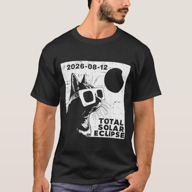 Camiseta Eclipse Solar Total 2026 Amante de Gatos (Frente)