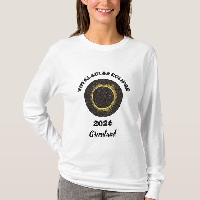 Camiseta Eclipse Solar Total 2026 Manga Longa Feminina (Frente)