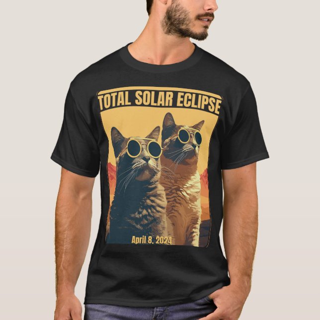 Camiseta Eclipse Solar Total Abril 8 Gatos Eclipse (Frente)