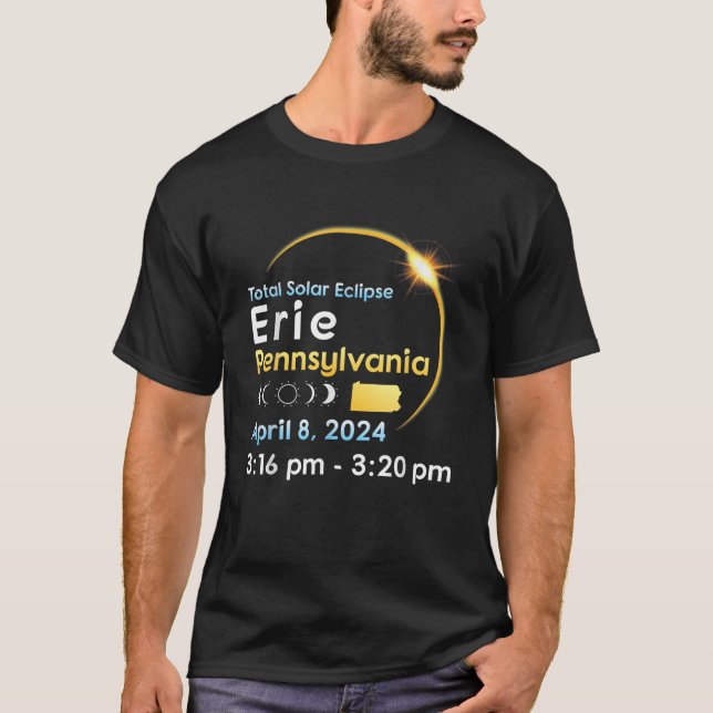 Camiseta Eclipse Solar Total em Erie Pensilvânia Em Abril  (Frente)