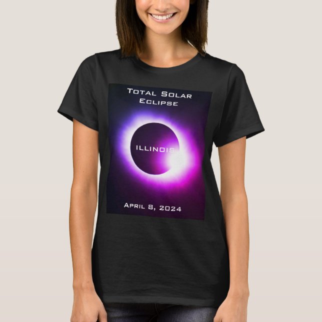 Camiseta Eclipse solar total ILLINOIS 8 de abril de 2024 (Frente)