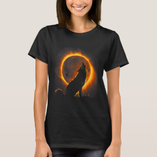 Camiseta Eclipse Solar Uivo de Lobo na Lua Alfa Lunar