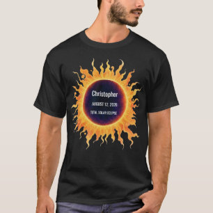 Camiseta Eclipse Total de Água-forte Total Solar 2026 Nome
