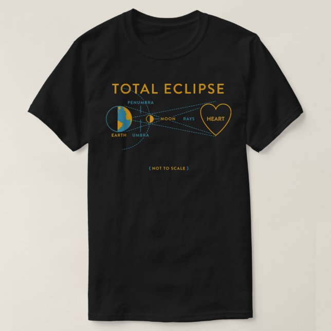 Camiseta Eclipse Total Do Amor Cardíaco Através Dos Olhos O (Frente do Design)