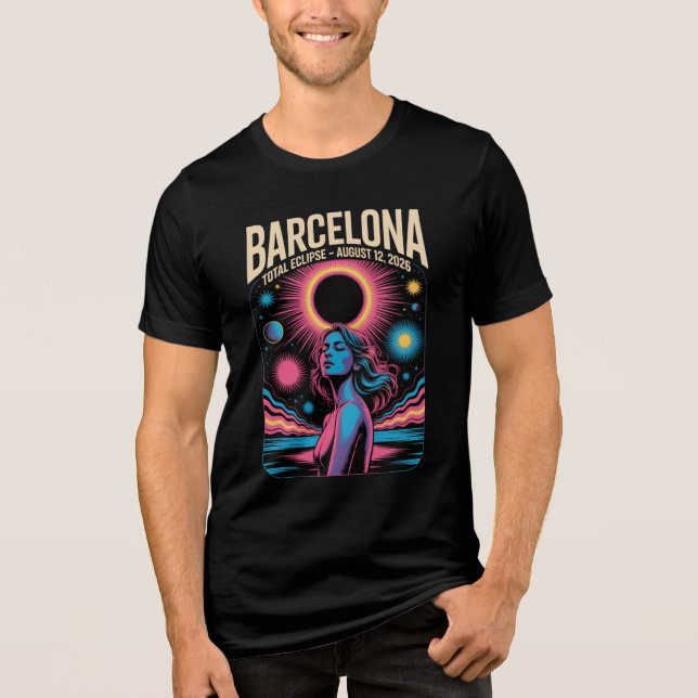 Camiseta Eclipse Total do Sol 12 de Agosto de 2026 Barcelon (Frente)