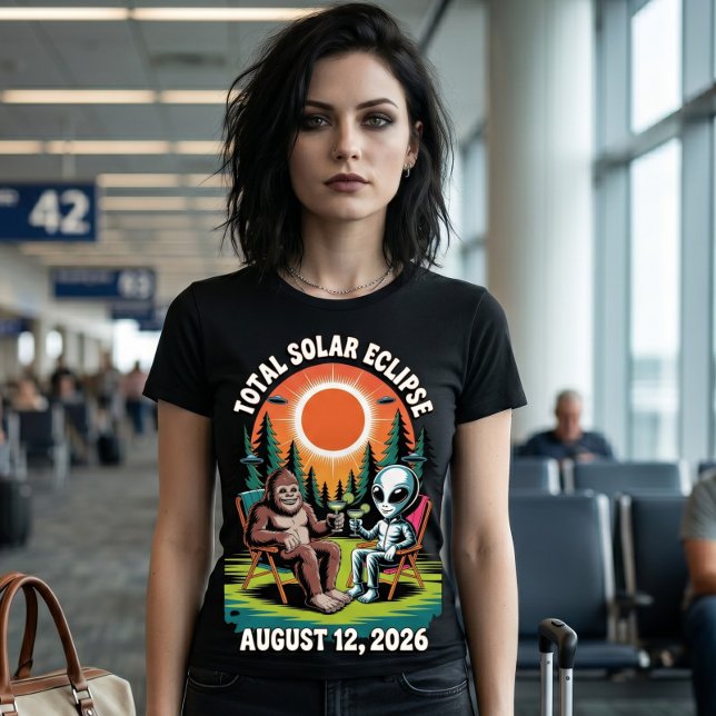 Camiseta Eclipse Total do Sol 12 de agosto de 2026 Bigfoot  (Criador carregado)