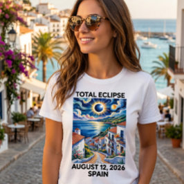 Camiseta Eclipse Total do Sol 12 de agosto de 2026 Espanha 