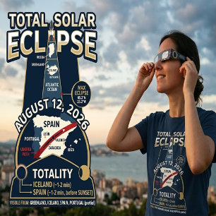 Camiseta Eclipse Total do Sol 12 de Agosto de 2026 Espanha