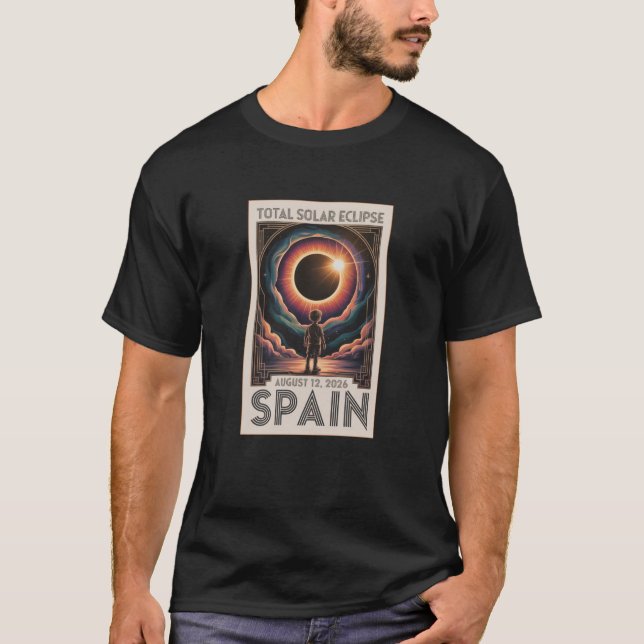 Camiseta Eclipse Total do Sol 12 de agosto de 2026 Espanha  (Frente)